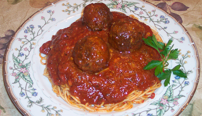 Spaghetti Sauce and Meatballs plate