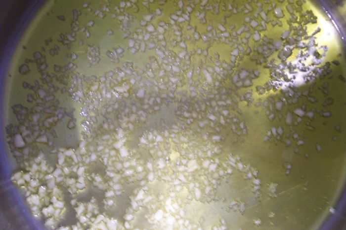 Garlic and olive oil for the pasta sauce