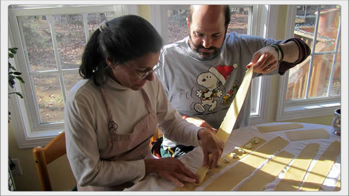 tony and cindy making raviolis