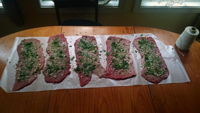 Preparing Braciole Filling