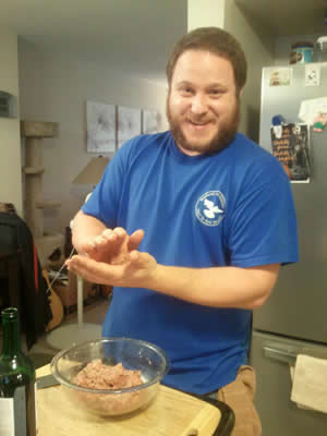 Daniel making some meatballs